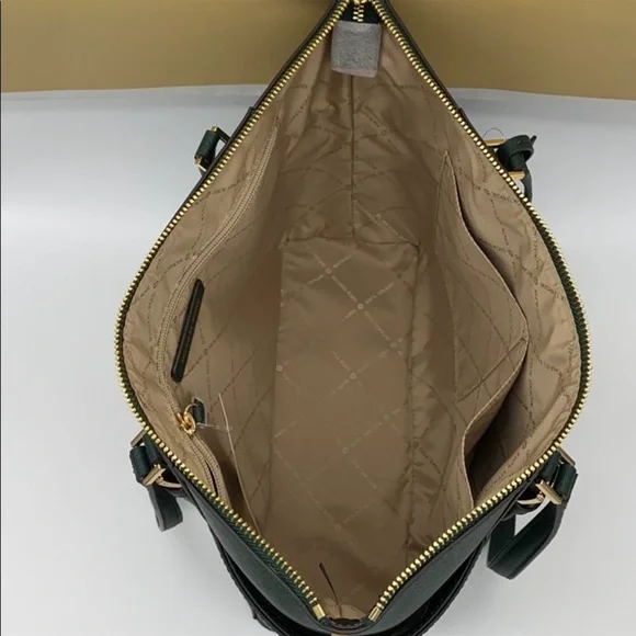 MICHAEL KORS Charlotte Large Leather Top-Zip Tote Racing Green - Picture 5 of 15